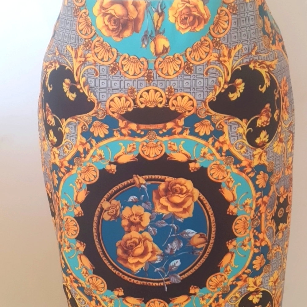 ECI New York Size S (approx 14) Floral Yellow Stretch Skirt - Picture 2 of 7